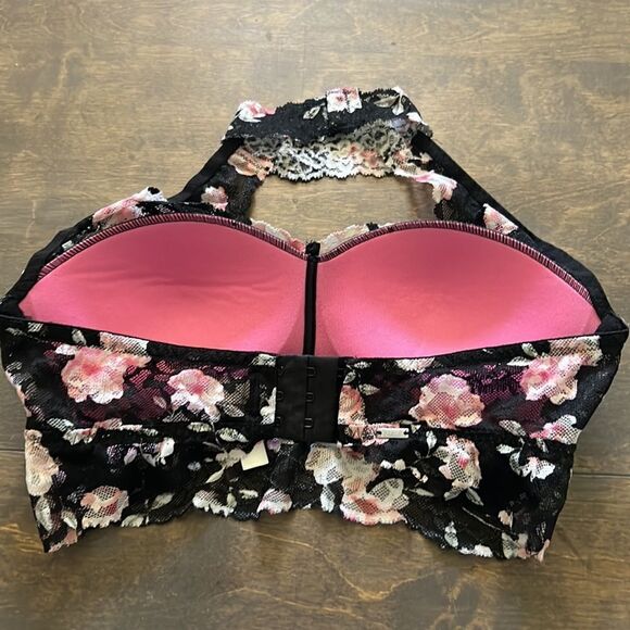 Pink Victoria’s Secret floral halter push up bralette wireless Sz-xs - Picture 6 of 13